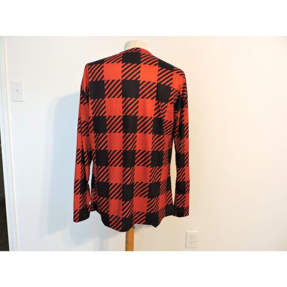 Lightweight Cardigan Red and Black Checked Pattern size 3XL - Picture 2 of 5